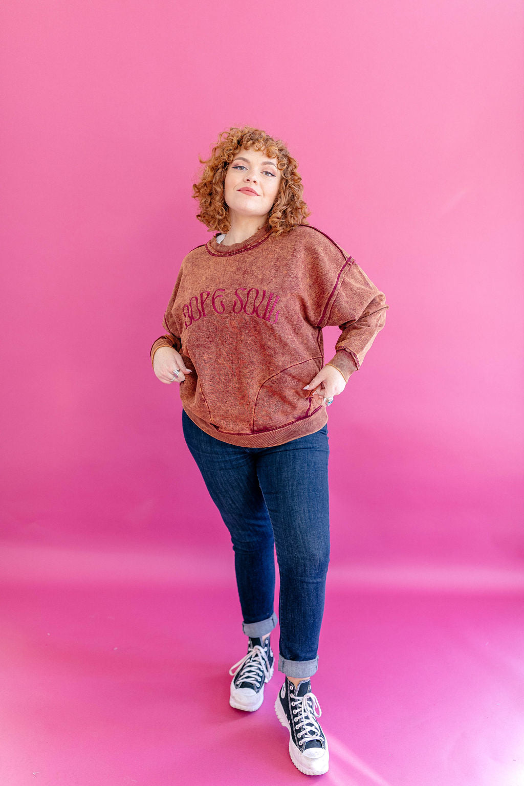 TABY ORIGINAL DESIGN: Dope Soul Acid Wash Pullover EMBROIDERED***