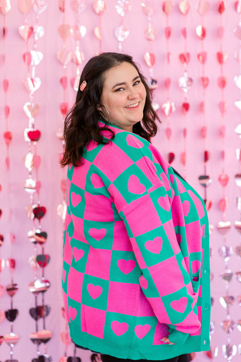 TABY ORIGINAL: Radical Self Love Cardigan In GREEN & PINK*** Sizes XS-5X!***