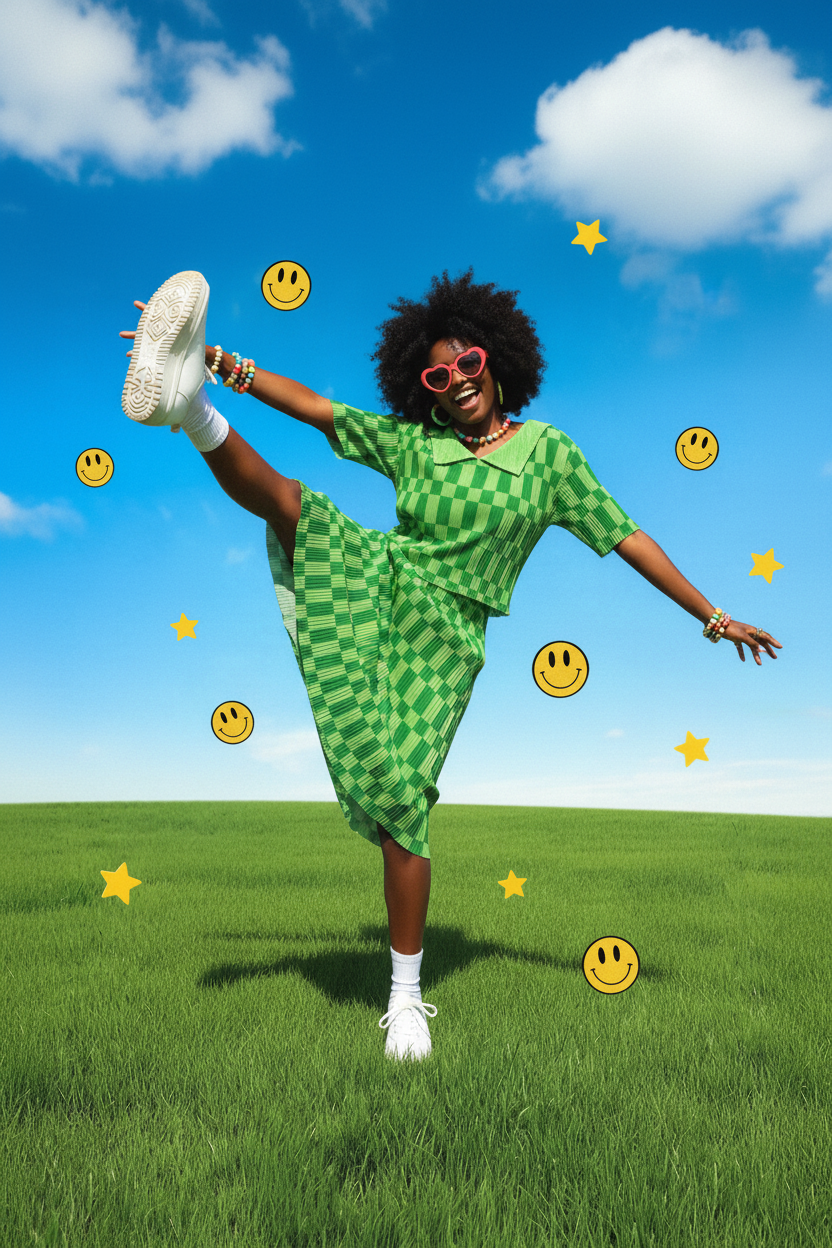 TABY ORIGINAL: Green Grid Plisse Skirt Set In Sizes XS-5X***