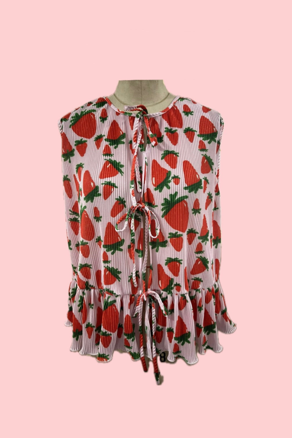 TABY ORIGINAL: Strawberry Fields Plisse Short/Vest Set In Sizes XS-5X!***