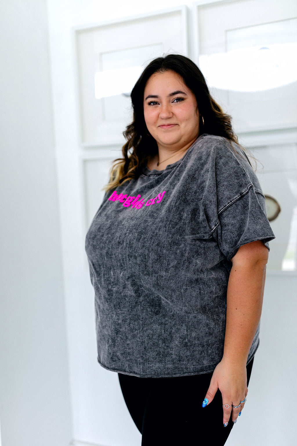 TABY ORIGINAL: Hot Girls Cry Everyday Tee In CHARCOAL*** PUFF***