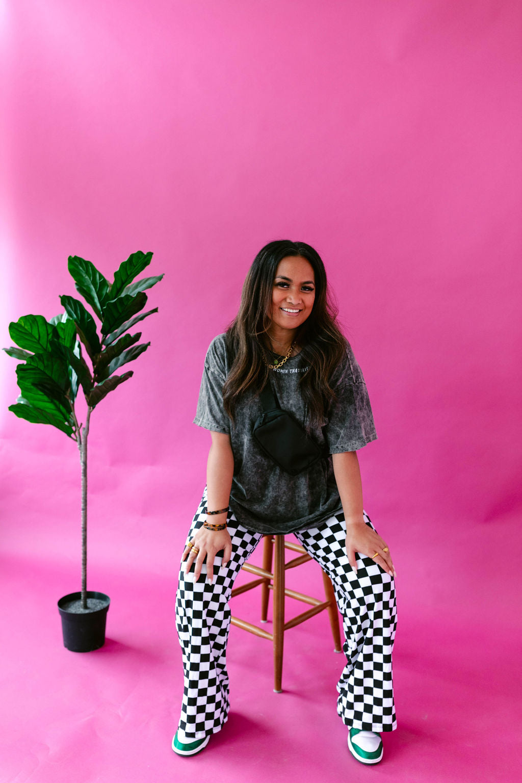 Checkered Wide Leg Bottoms RESTOCKED***
