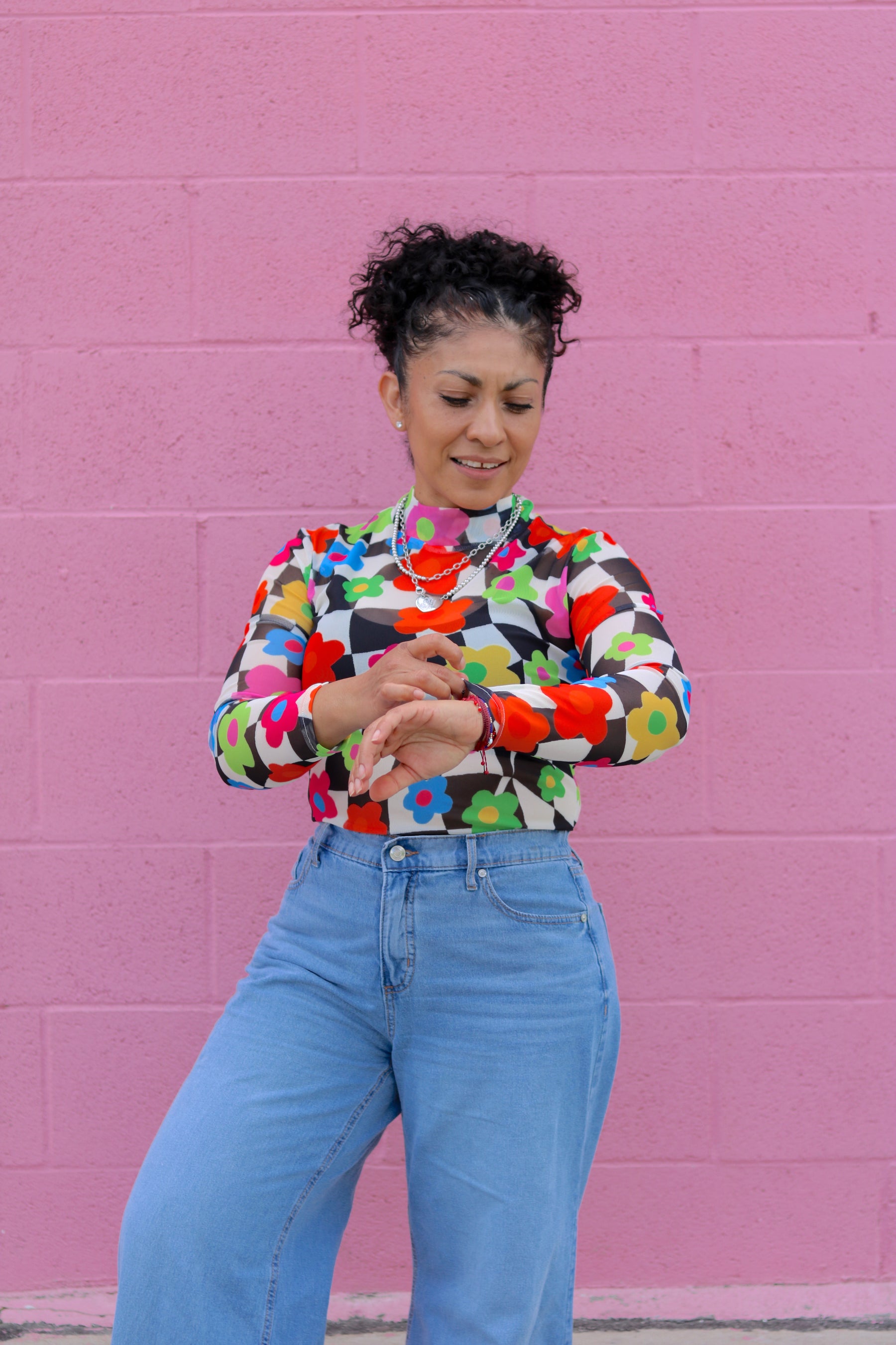 TABY ORIGINAL: In My Blooming Era Peekaboo Mesh top IN SIZES XS-5X***