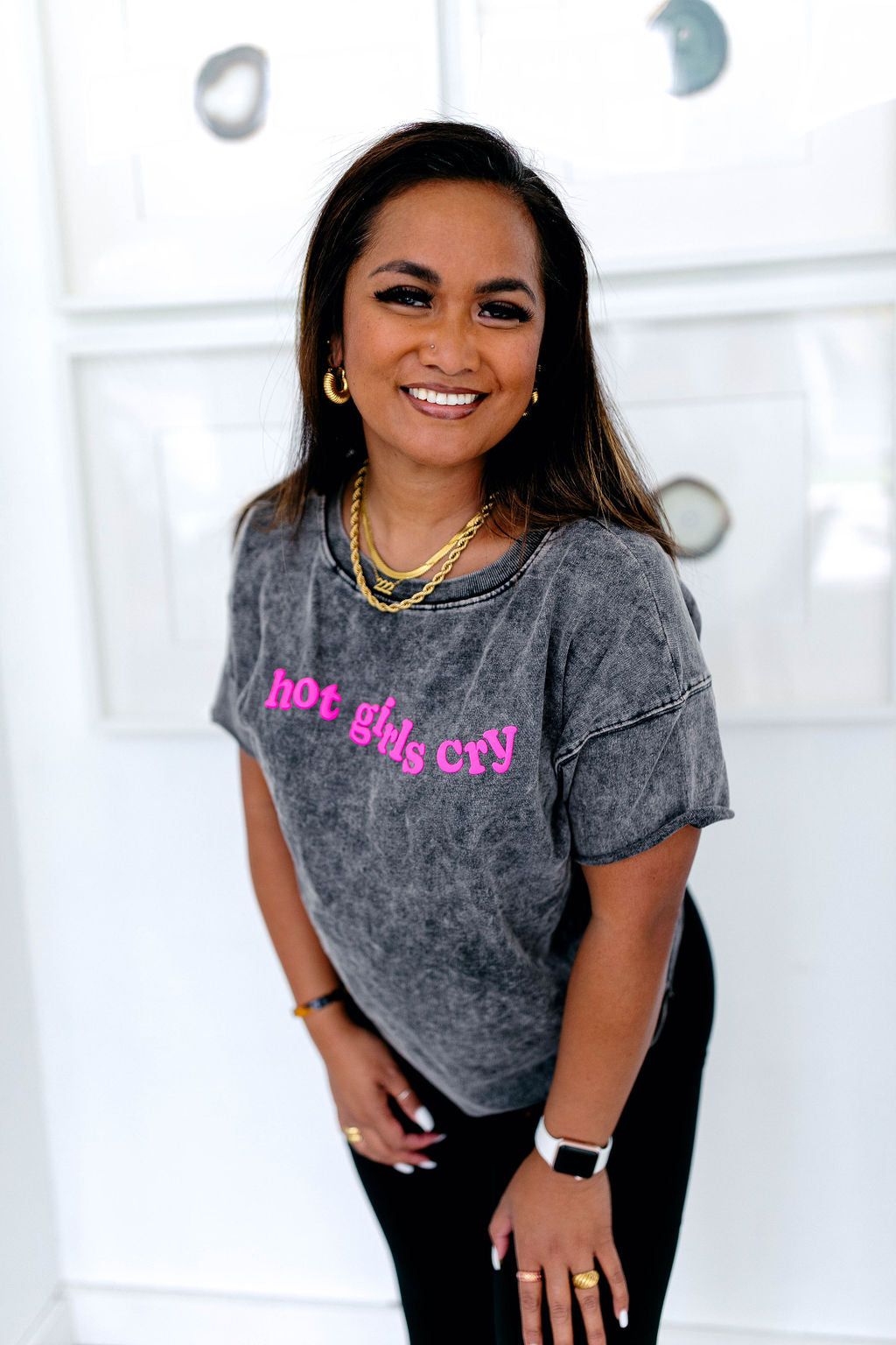 TABY ORIGINAL: Hot Girls Cry Everyday Tee In CHARCOAL*** PUFF***