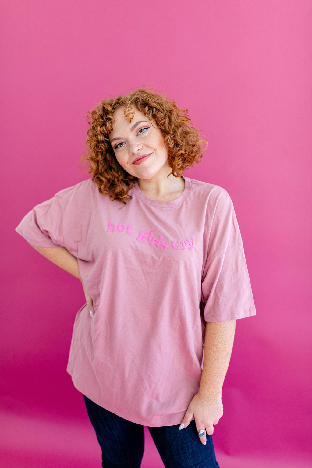 TABY ORIGINAL: Hot Girls Cry Boxy Tee In ORCHID***