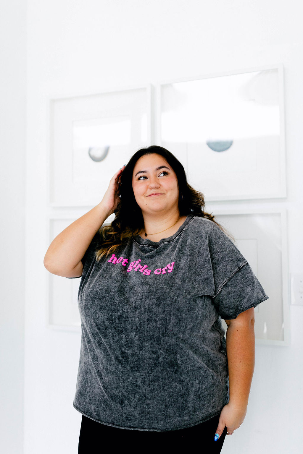TABY ORIGINAL: Hot Girls Cry Everyday Tee In CHARCOAL*** PUFF***