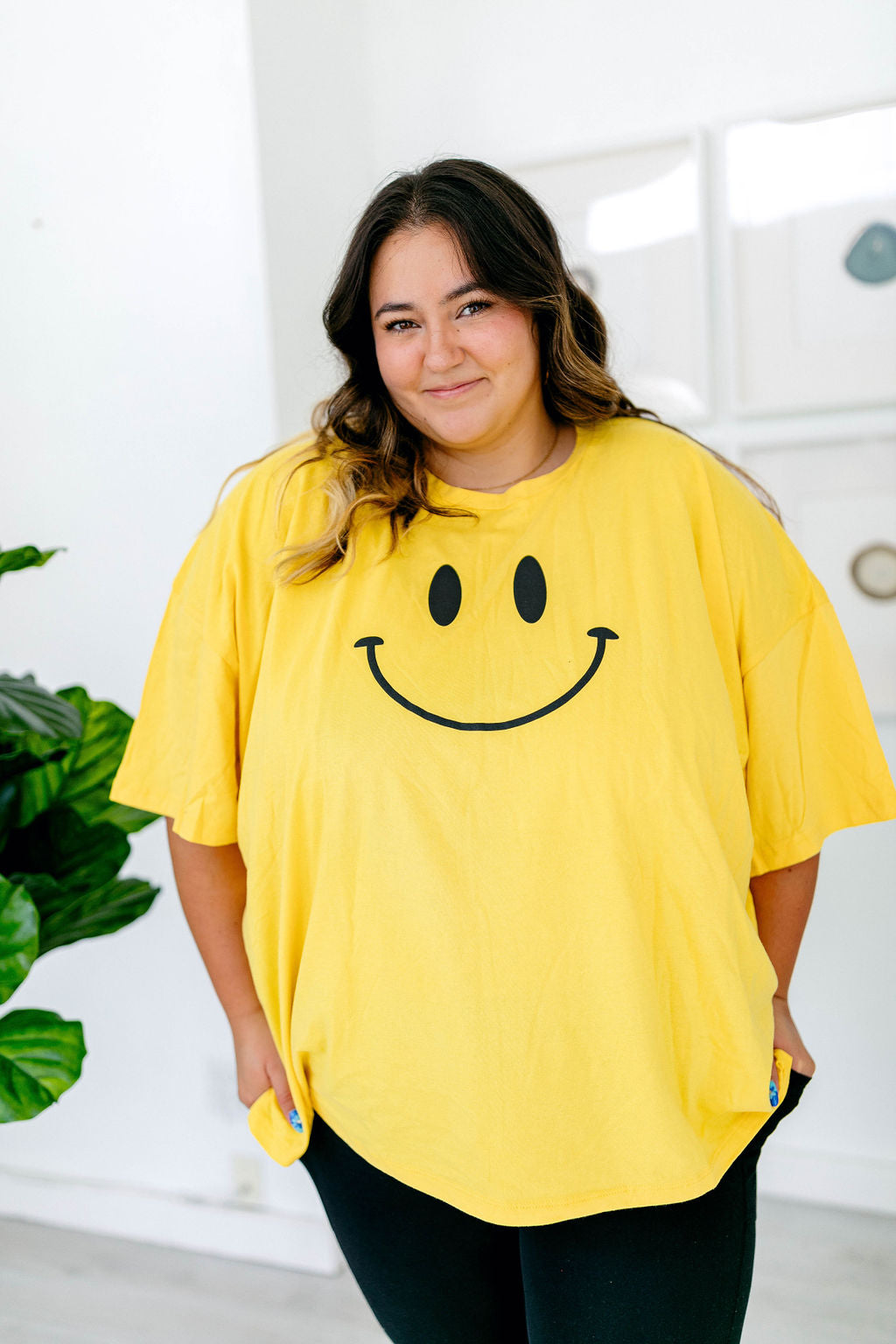 TABY ORIGINAL DESIGN: Smiley Boxy Tee PUFF*** IN BRIGHT YELLOW***