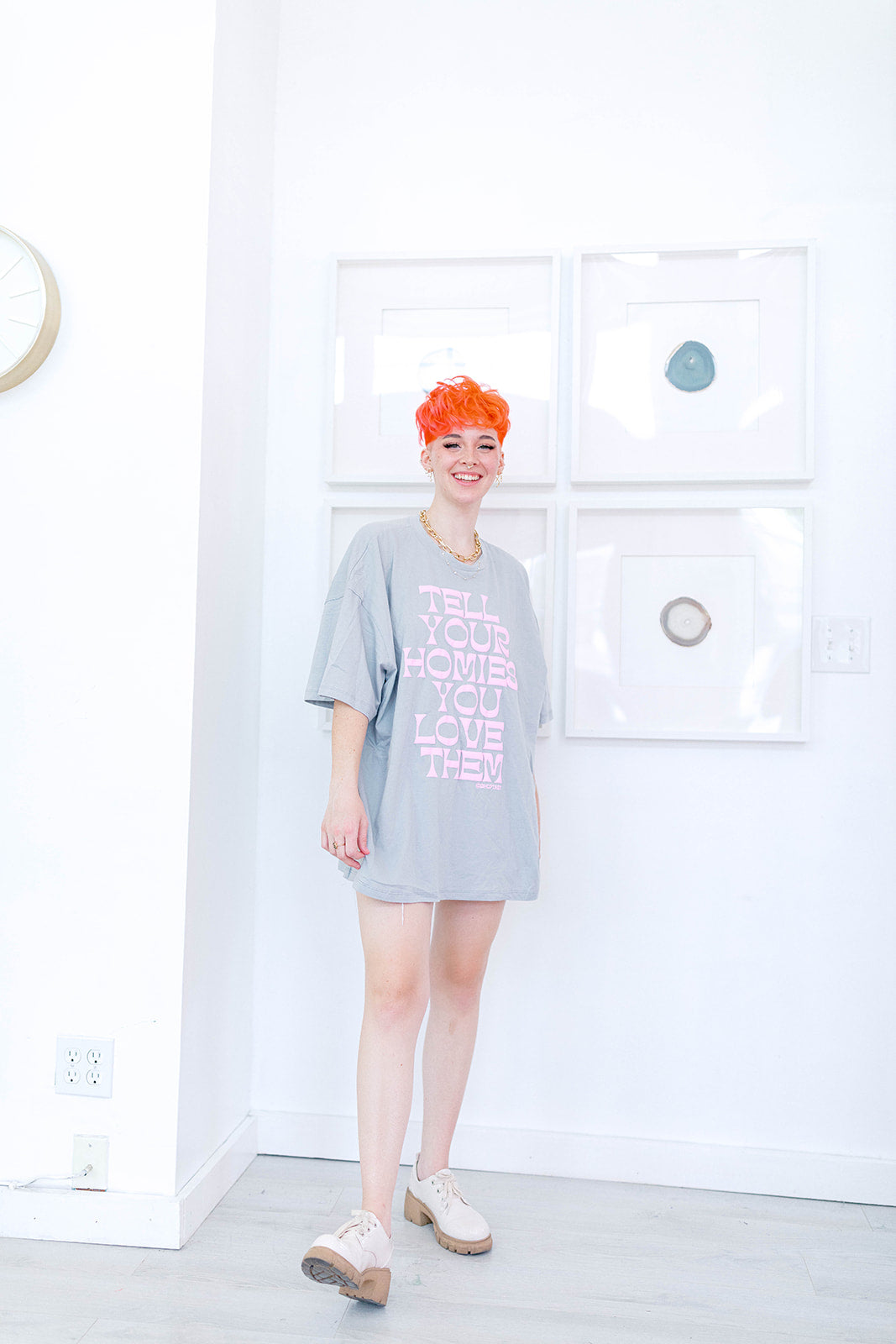 TABY ORIGINAL: Tell Your Homies You Love Them Boxy Tee IN PUFF*** IN STONE GREY***