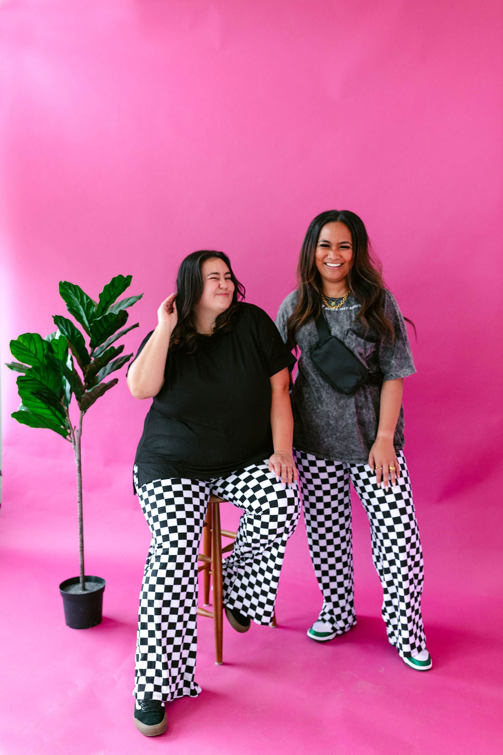 Checkered Wide Leg Bottoms RESTOCKED***