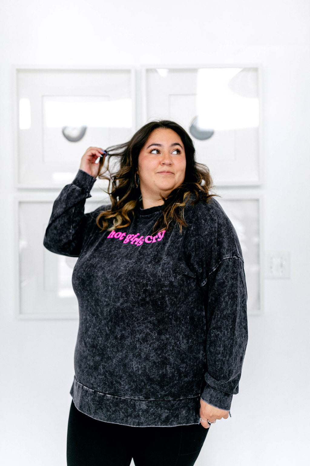 TABY ORIGINAL: Hot Girls Cry Pullover In CHARCOAL*** PUFF***