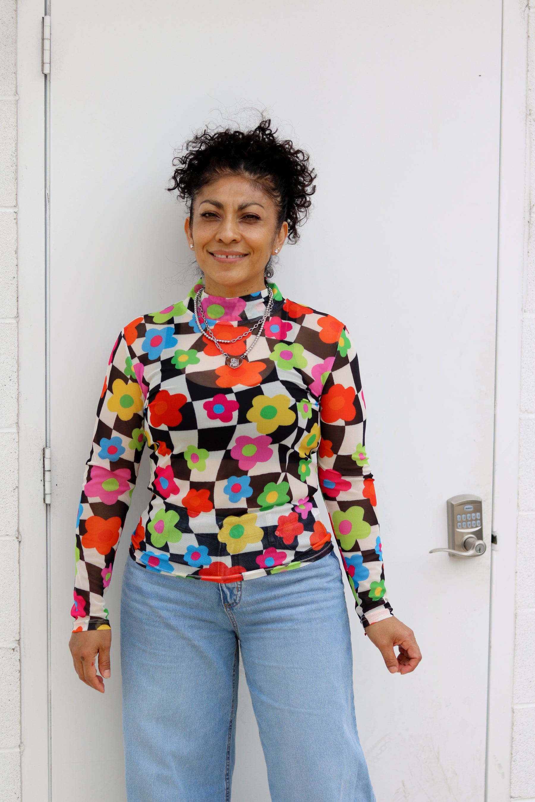 TABY ORIGINAL: In My Blooming Era Peekaboo Mesh top IN SIZES XS-5X***