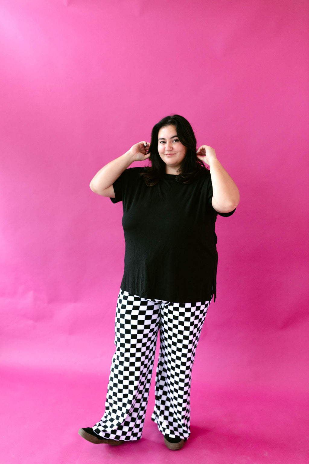 Checkered Wide Leg Bottoms RESTOCKED***