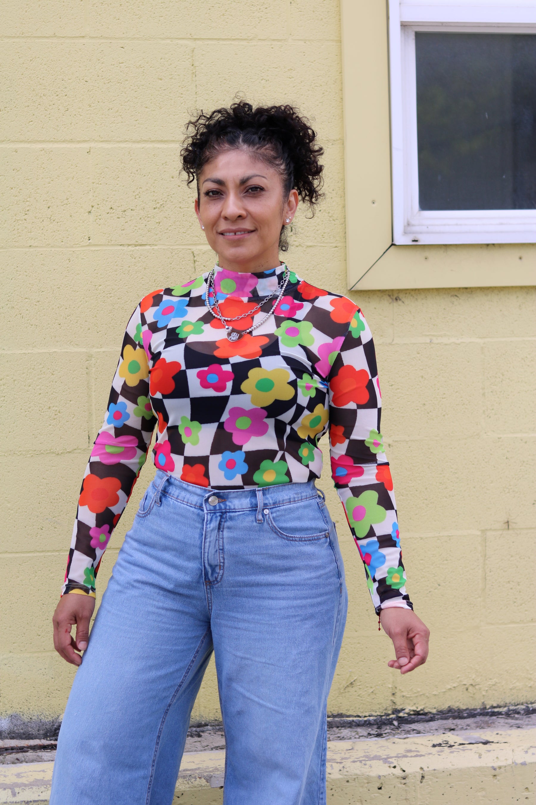 TABY ORIGINAL: In My Blooming Era Peekaboo Mesh top IN SIZES XS-5X***