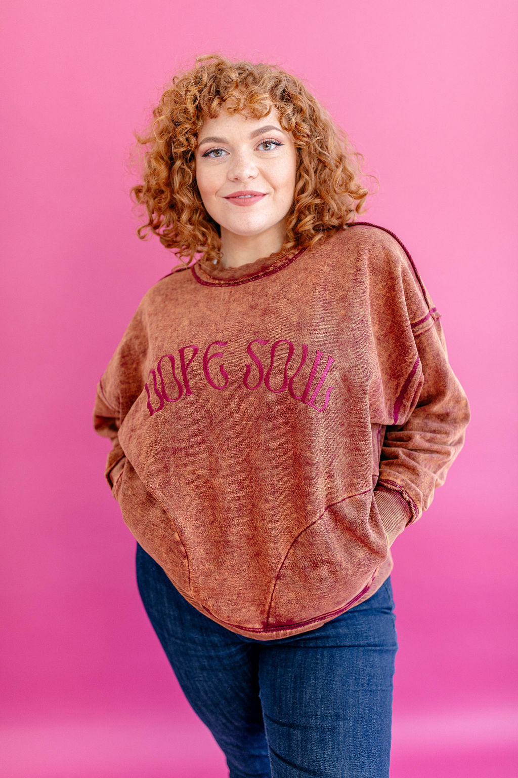 TABY ORIGINAL DESIGN: Dope Soul Acid Wash Pullover EMBROIDERED***