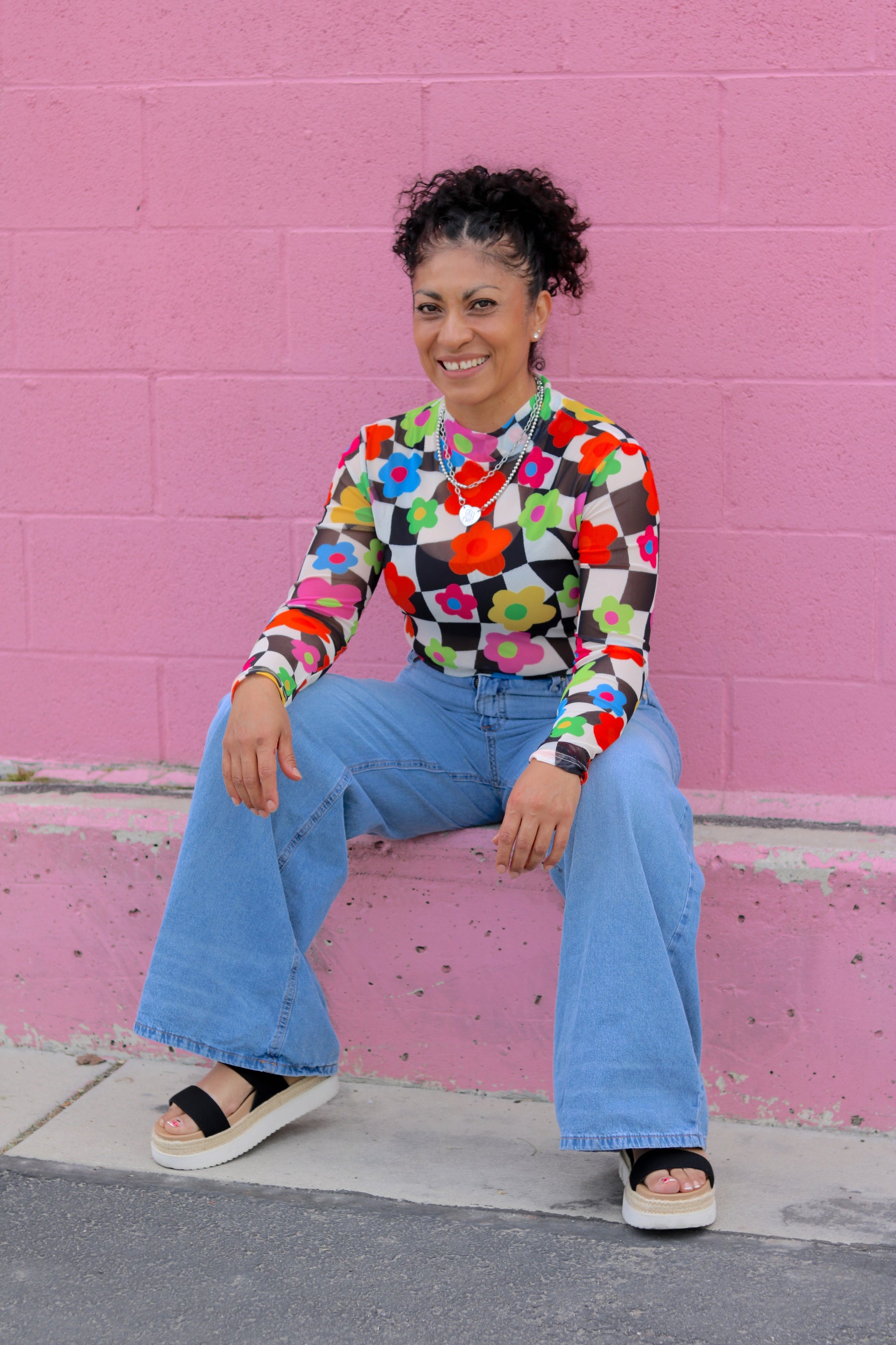 TABY ORIGINAL: In My Blooming Era Peekaboo Mesh top IN SIZES XS-5X***
