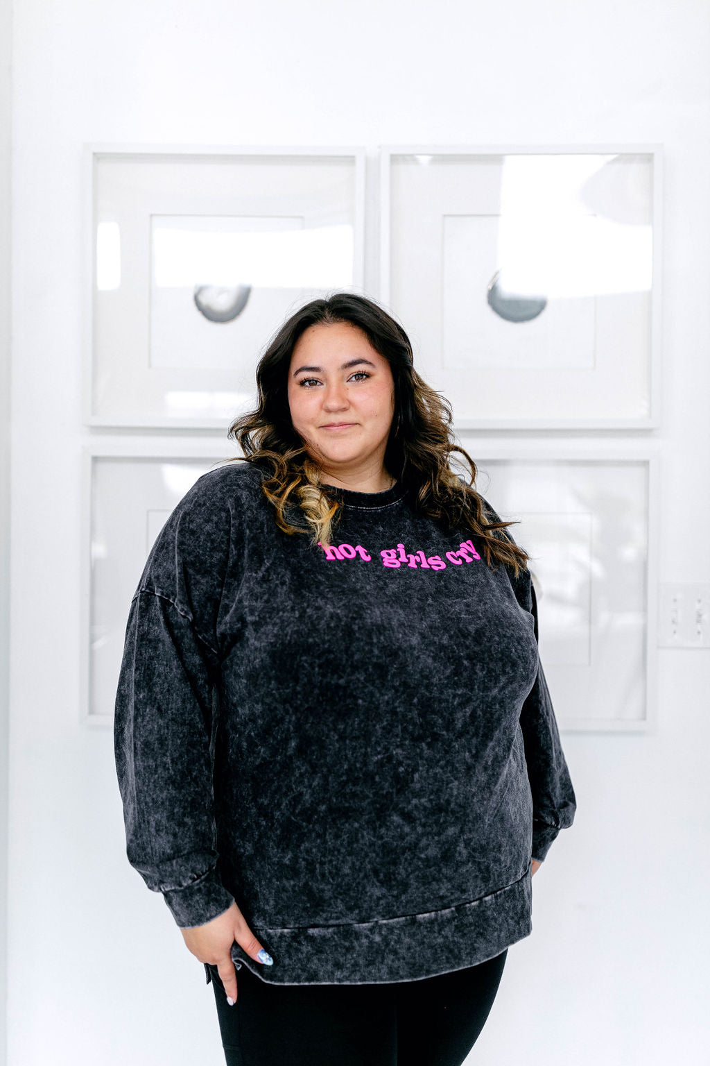 TABY ORIGINAL: Hot Girls Cry Pullover In CHARCOAL*** PUFF***