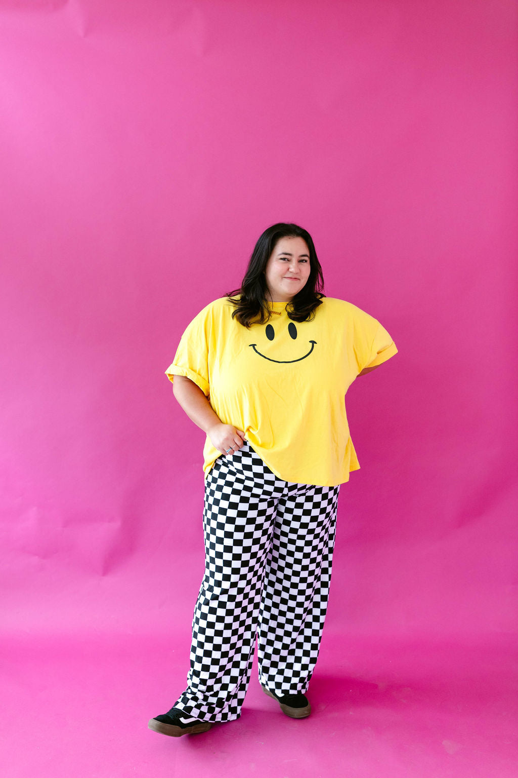 TABY ORIGINAL DESIGN: Smiley Boxy Tee PUFF*** IN BRIGHT YELLOW***