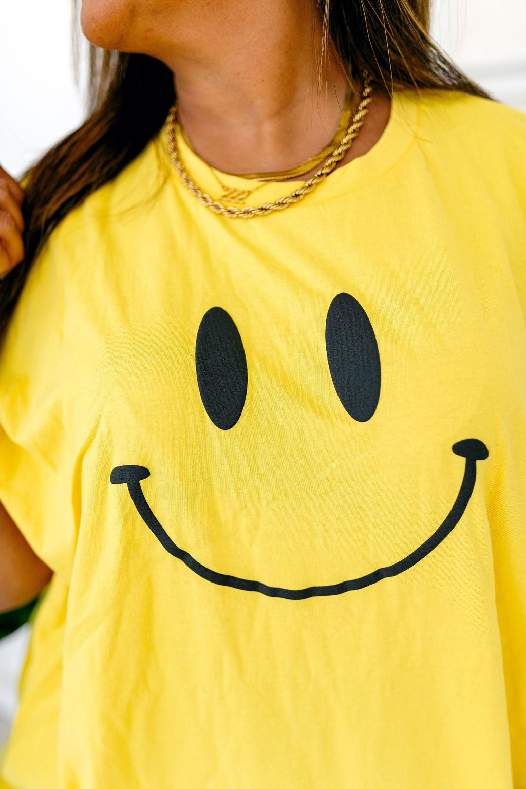 TABY ORIGINAL DESIGN: Smiley Boxy Tee PUFF*** IN BRIGHT YELLOW***