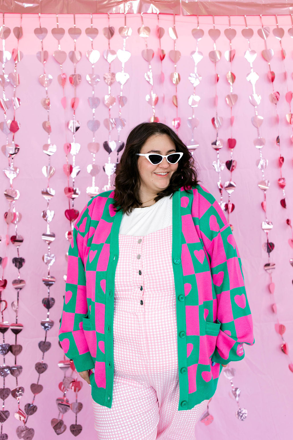 TABY ORIGINAL: Radical Self Love Cardigan In GREEN & PINK*** Sizes XS-5X!***