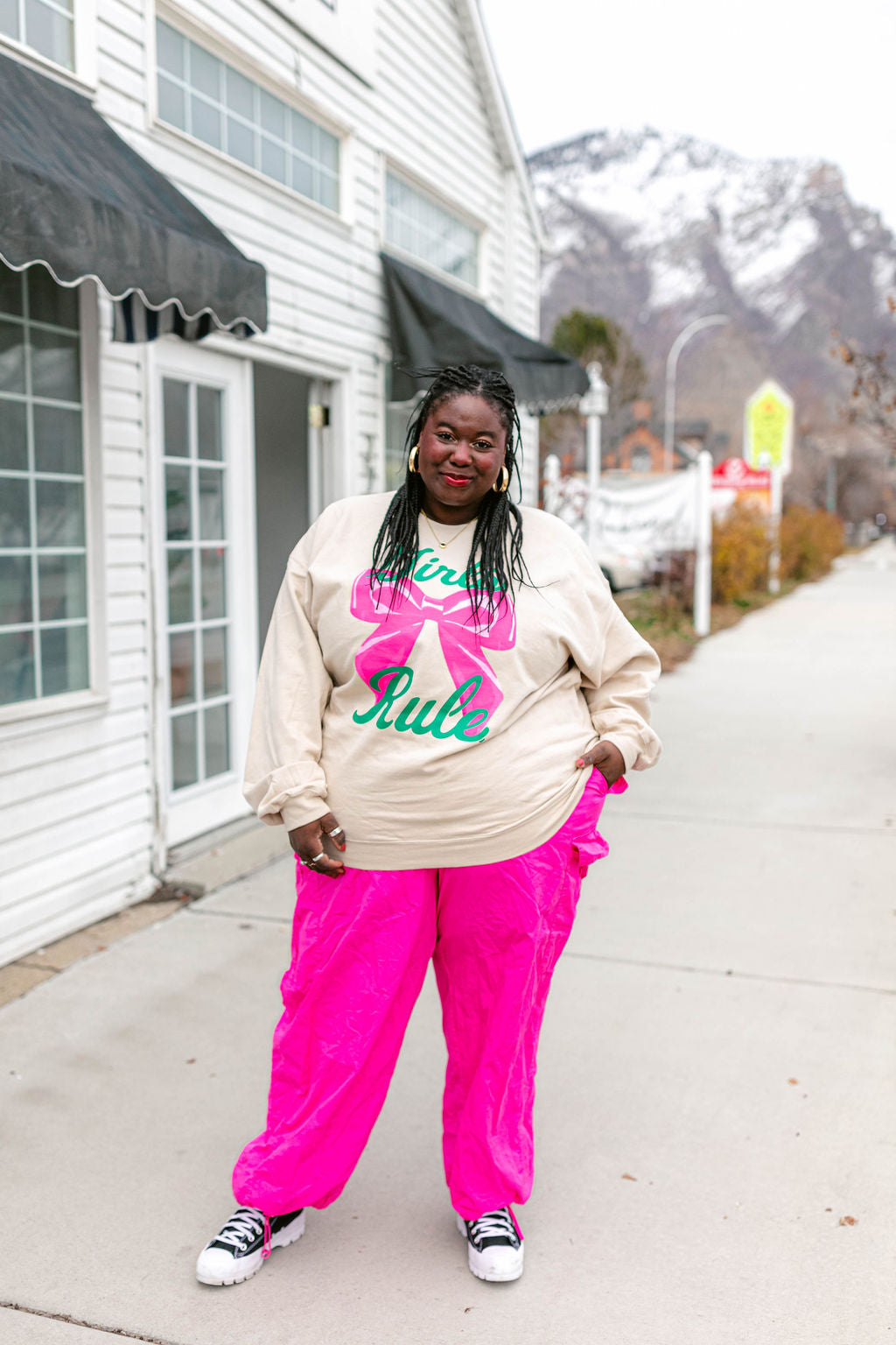 TABY ORIGINAL: Girls Rule Pullover Crew Neck in SAND*** In Sizes XS-5X!***