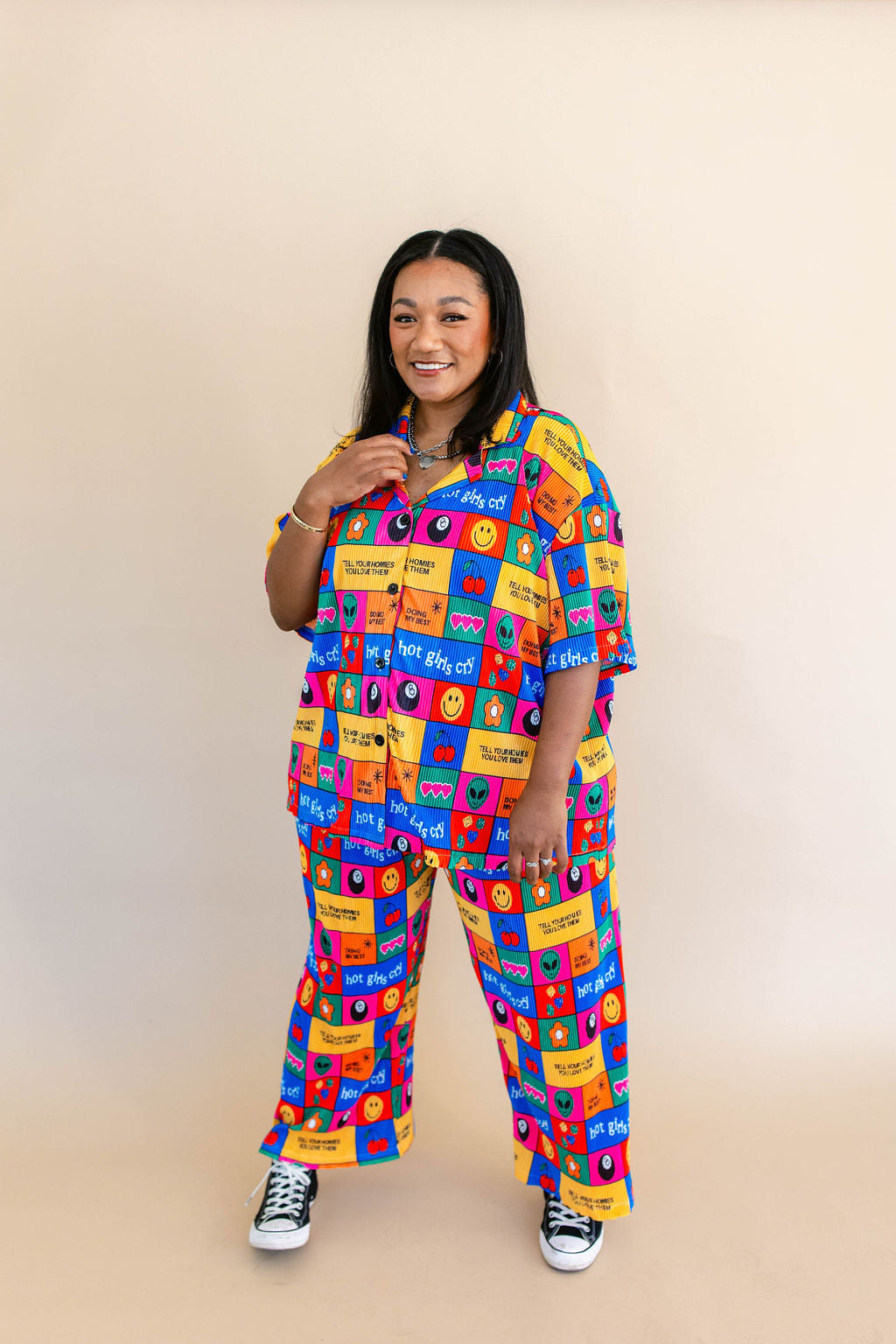 TABY ORIGINAL: Working On Myself Plisse Pant Set RESTOCKED IN SIZES XS-5X!***