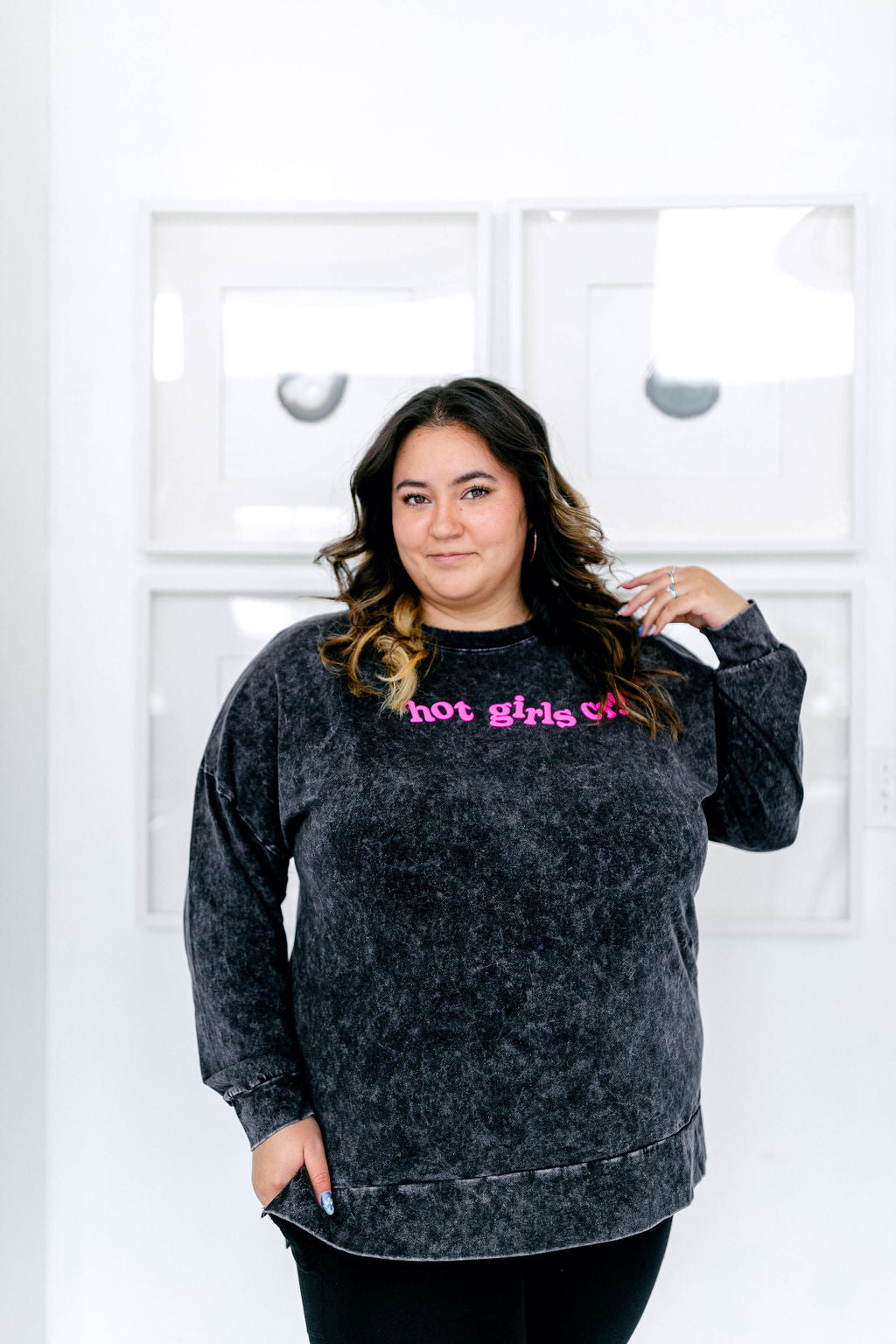 TABY ORIGINAL: Hot Girls Cry Pullover In CHARCOAL*** PUFF***