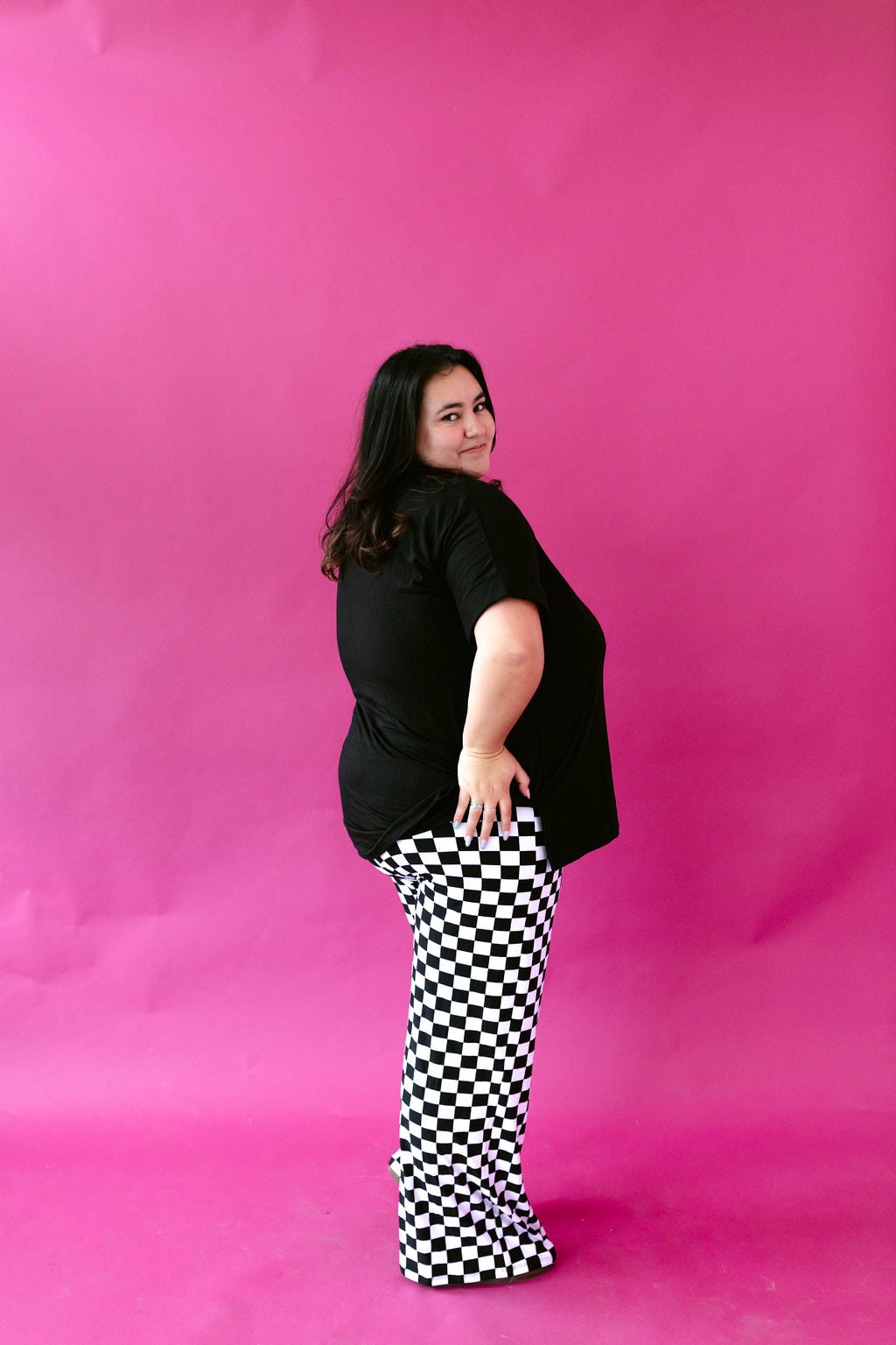 Checkered Wide Leg Bottoms RESTOCKED***