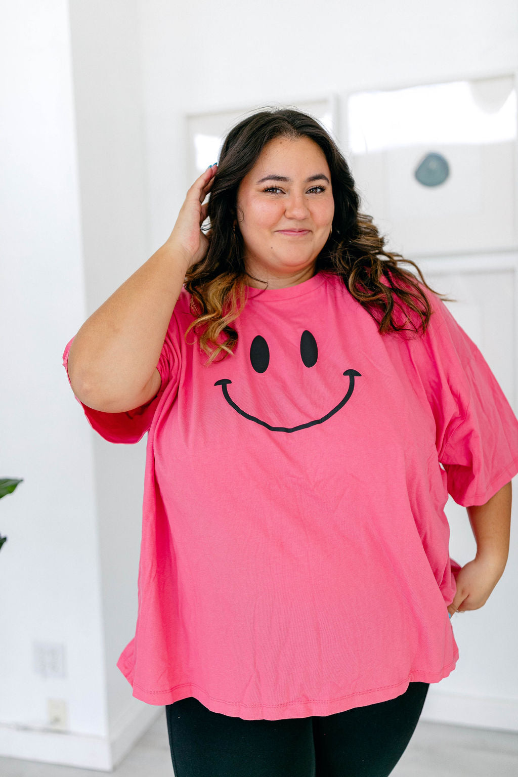 TABY ORIGINAL DESIGN: Smiley Boxy Tee PUFF*** IN Tooty Frooty***
