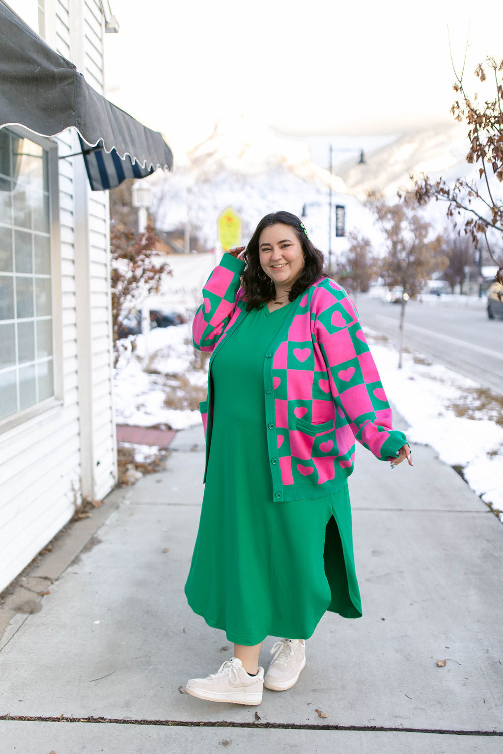 TABY ORIGINAL: Radical Self Love Cardigan In GREEN & PINK*** Sizes XS-5X!***