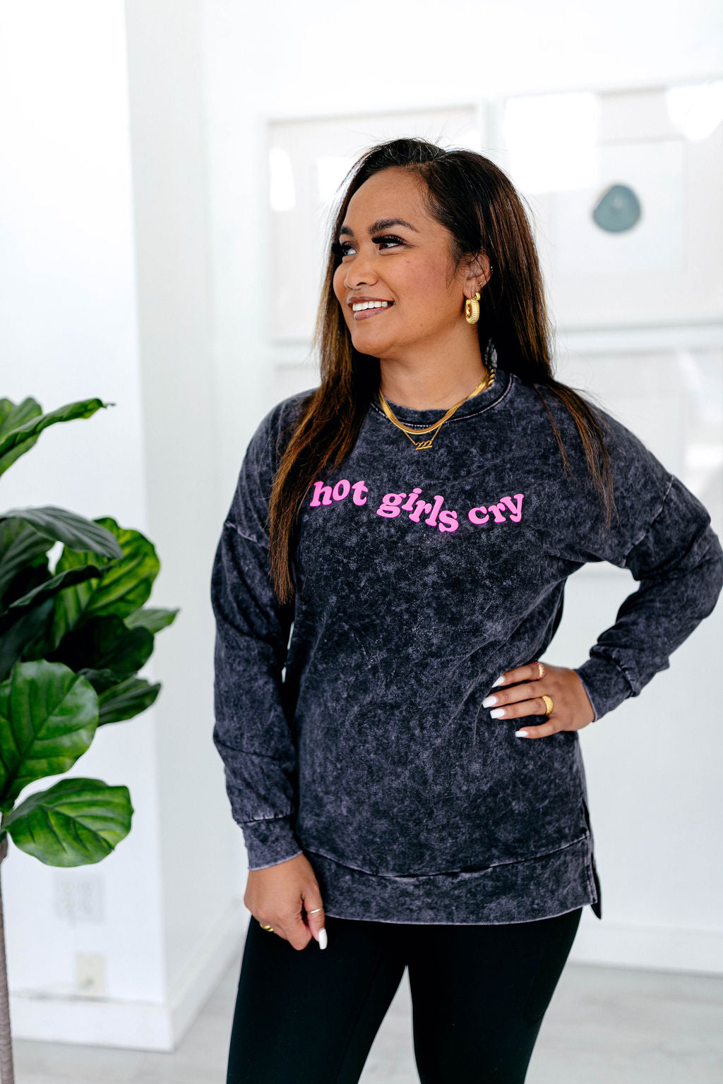 TABY ORIGINAL: Hot Girls Cry Pullover In CHARCOAL*** PUFF***