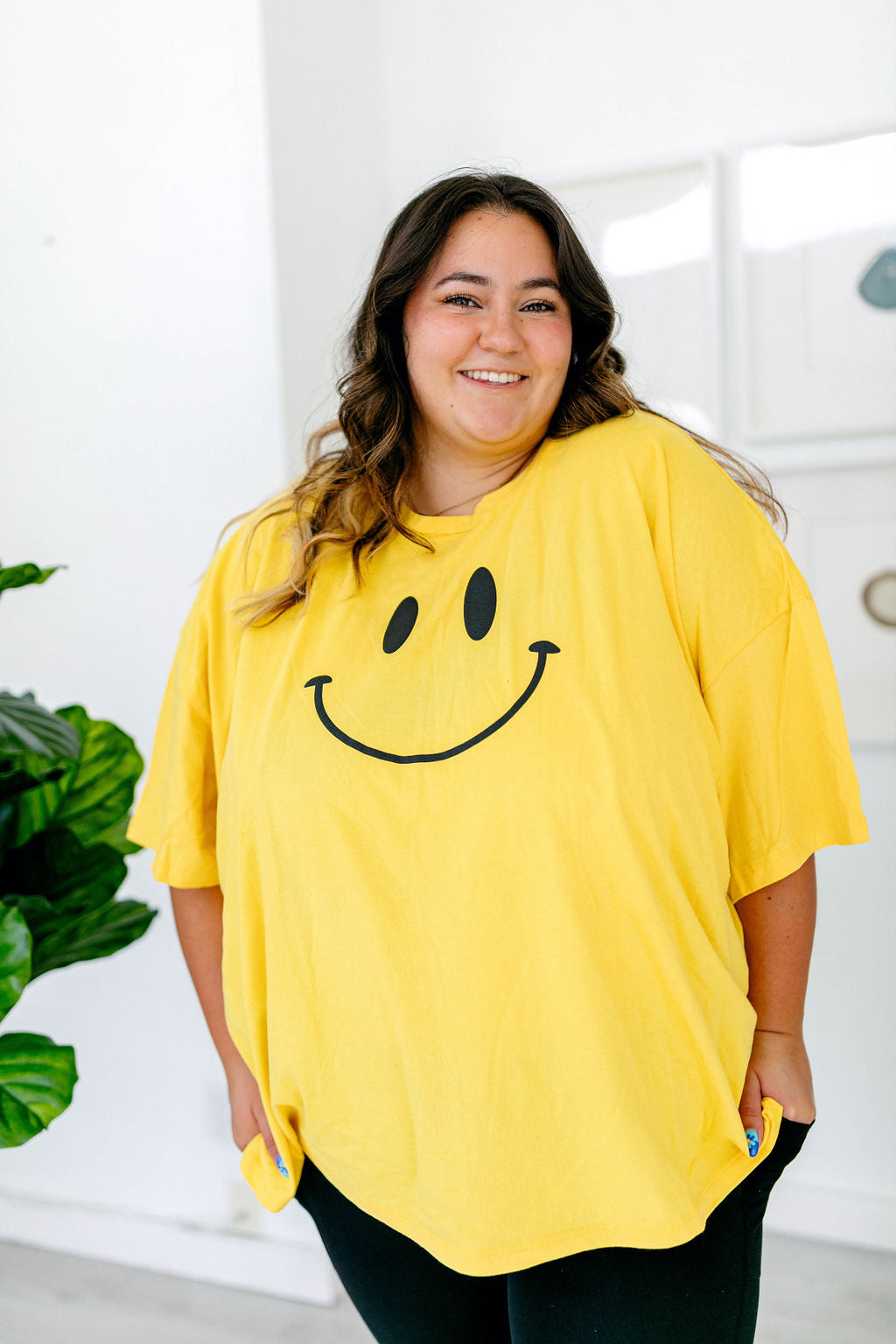 TABY ORIGINAL DESIGN: Smiley Boxy Tee PUFF*** IN BRIGHT YELLOW***