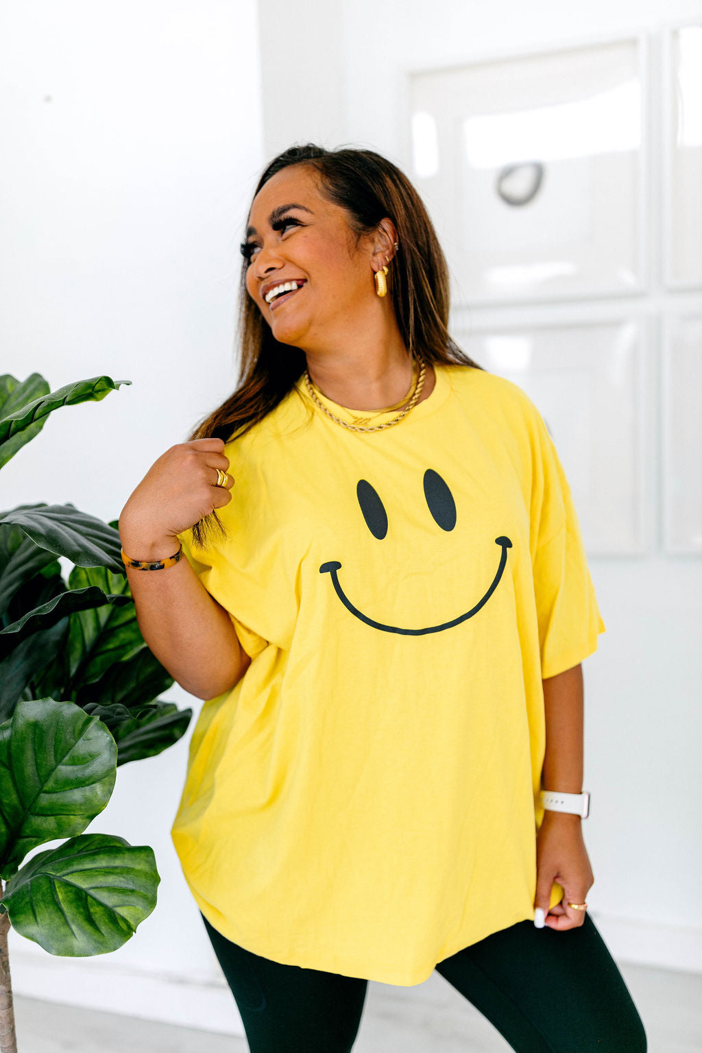 TABY ORIGINAL DESIGN: Smiley Boxy Tee PUFF*** IN BRIGHT YELLOW***