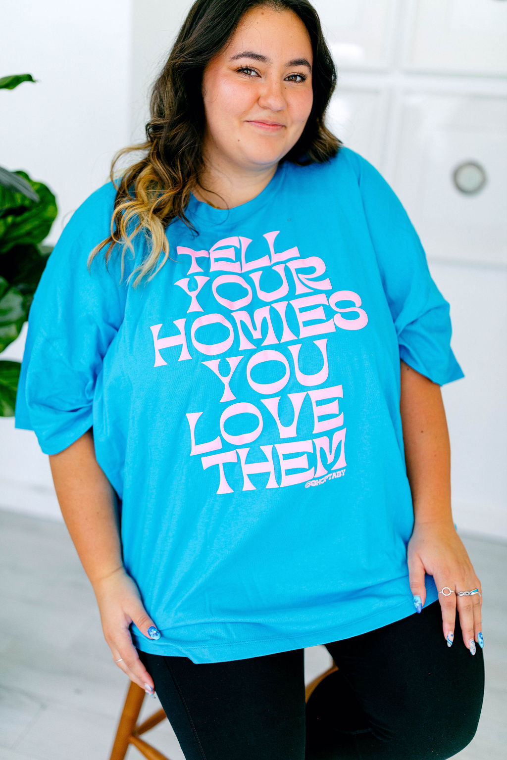 TABY ORIGINAL: Tell Your Homies You Love Them Boxy Tee EXTREME PUFF*** IN SKY BLUE*** RESTOCKED***