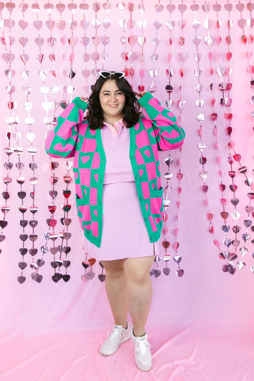 TABY ORIGINAL: Radical Self Love Cardigan In GREEN & PINK*** Sizes XS-5X!***