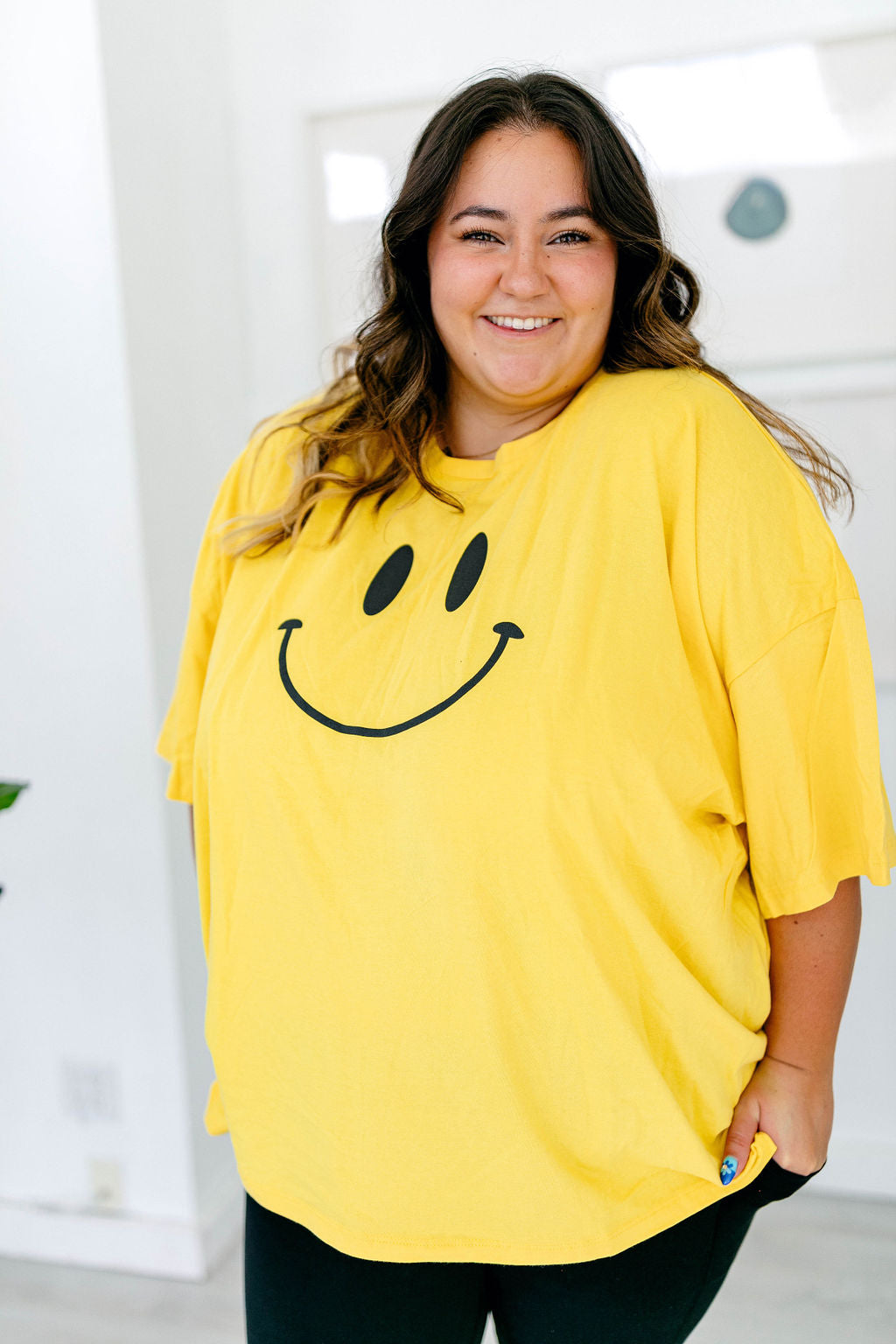 TABY ORIGINAL DESIGN: Smiley Boxy Tee PUFF*** IN BRIGHT YELLOW***