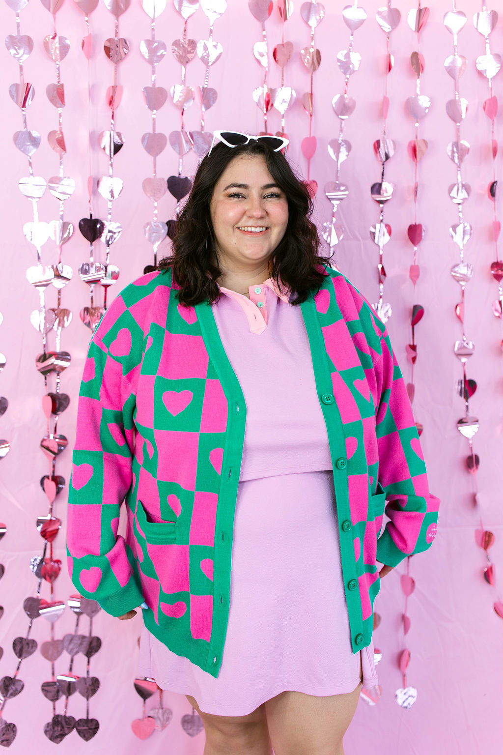 TABY ORIGINAL: Radical Self Love Cardigan In GREEN & PINK*** Sizes XS-5X!***