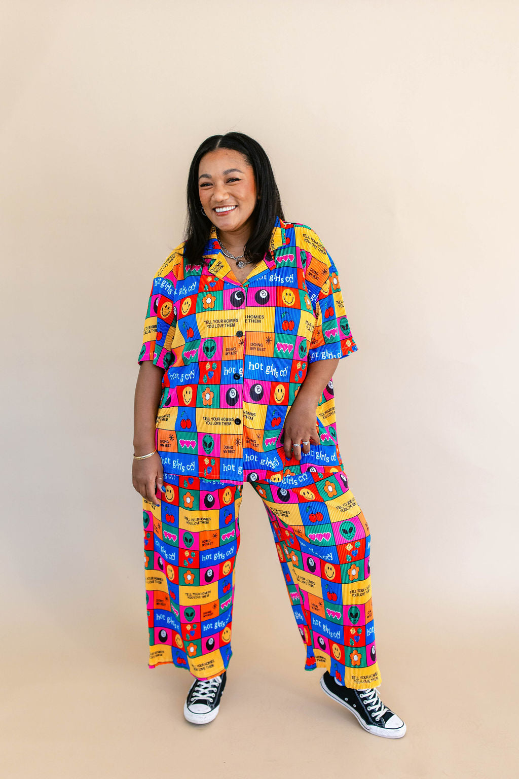 TABY ORIGINAL: Working On Myself Plisse Pant Set RESTOCKED IN SIZES XS-5X!***