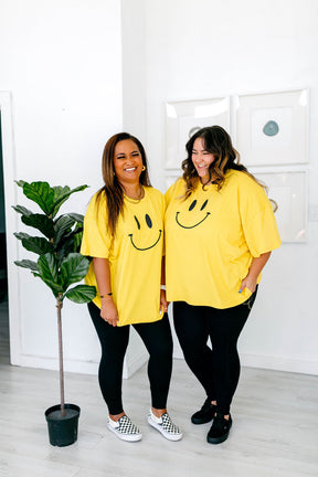 TABY ORIGINAL DESIGN: Smiley Boxy Tee PUFF*** IN BRIGHT YELLOW***