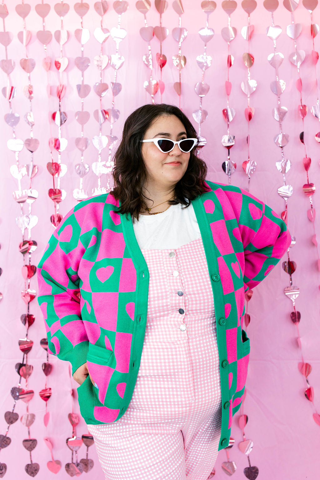 TABY ORIGINAL: Radical Self Love Cardigan In GREEN & PINK*** Sizes XS-5X!***
