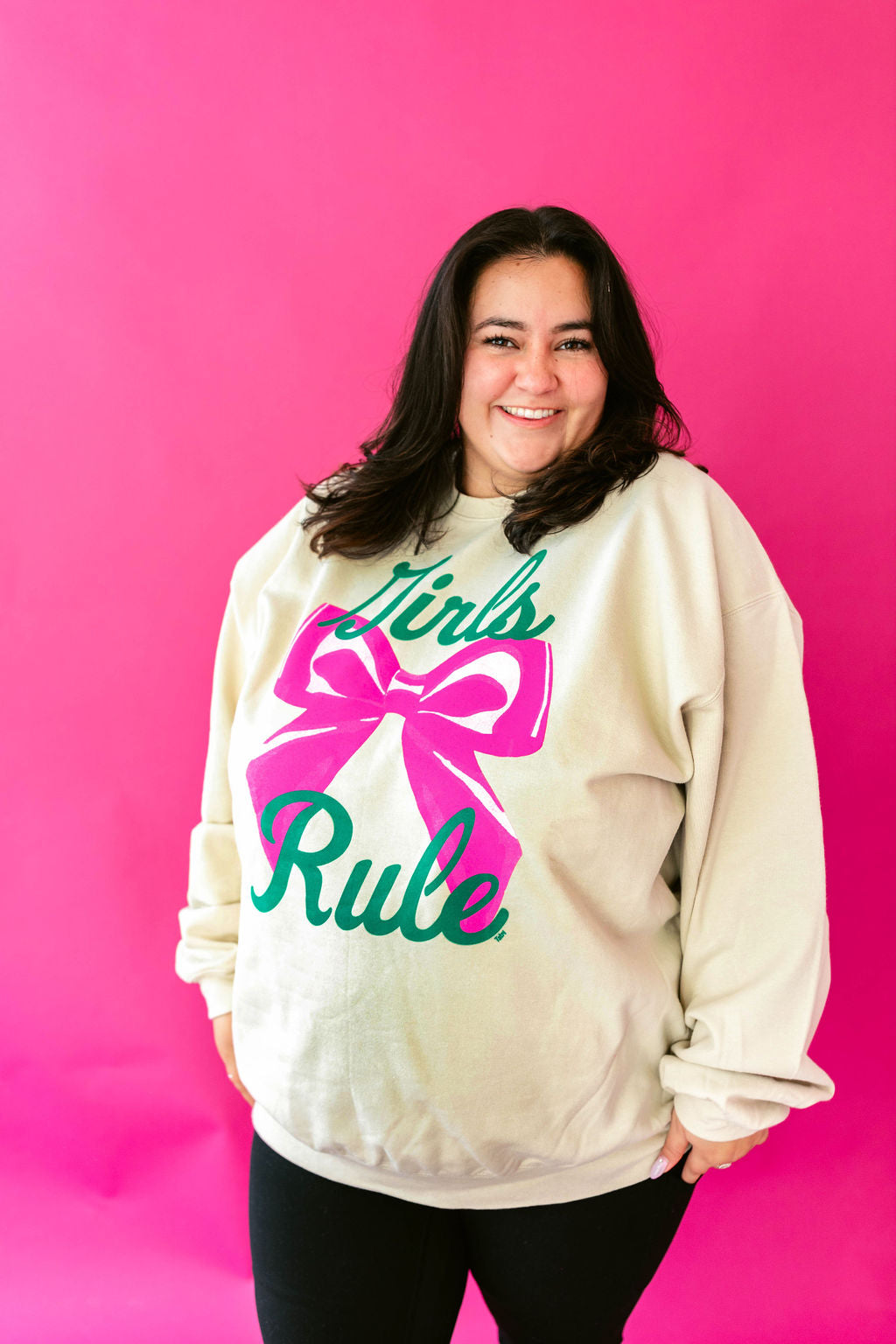 TABY ORIGINAL: Girls Rule Pullover Crew Neck in SAND*** In Sizes XS-5X!***