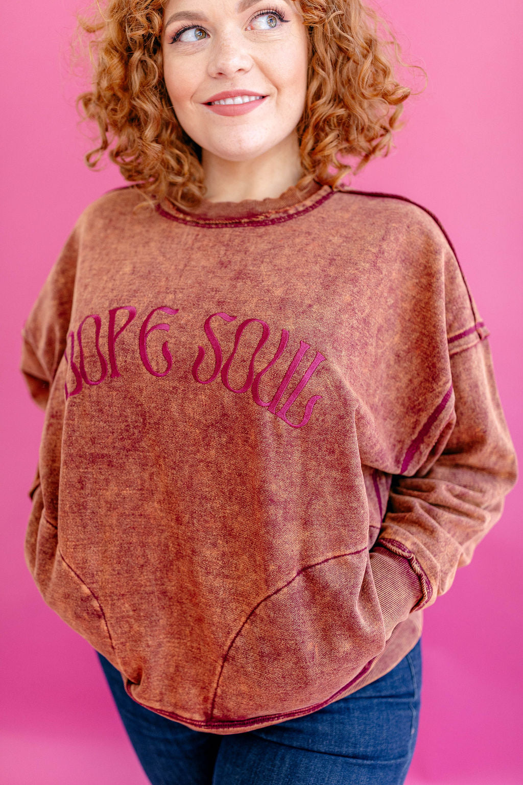 TABY ORIGINAL DESIGN: Dope Soul Acid Wash Pullover EMBROIDERED***