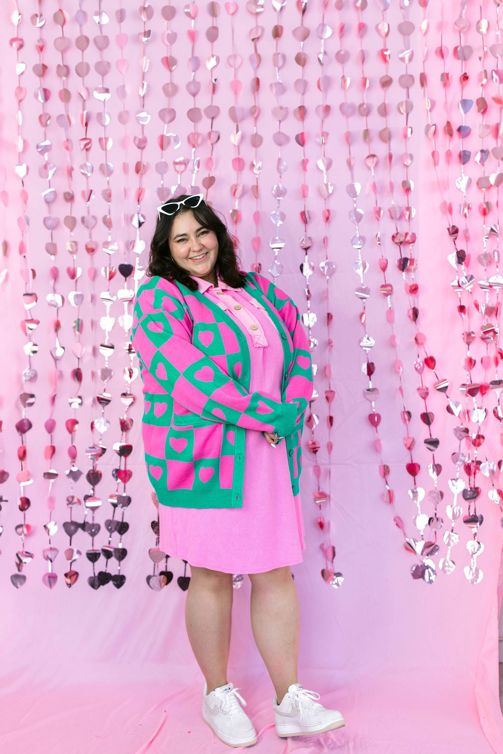 TABY ORIGINAL: Radical Self Love Cardigan In GREEN & PINK*** Sizes XS-5X!***