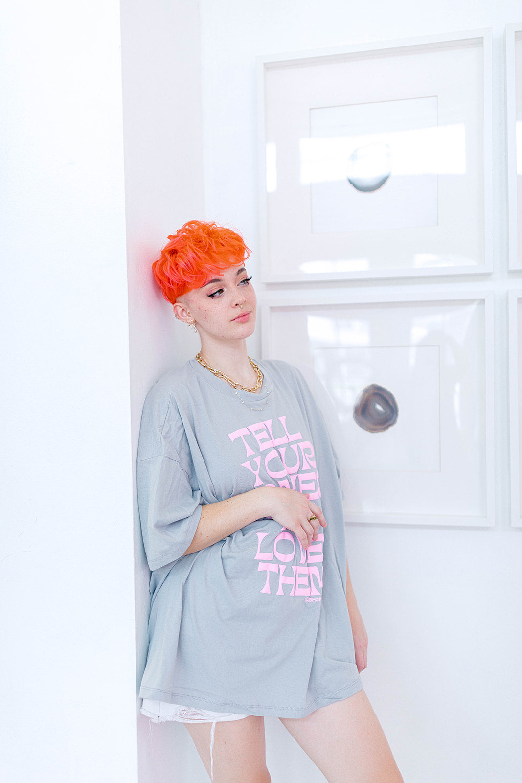 TABY ORIGINAL: Tell Your Homies You Love Them Boxy Tee IN PUFF*** IN STONE GREY***