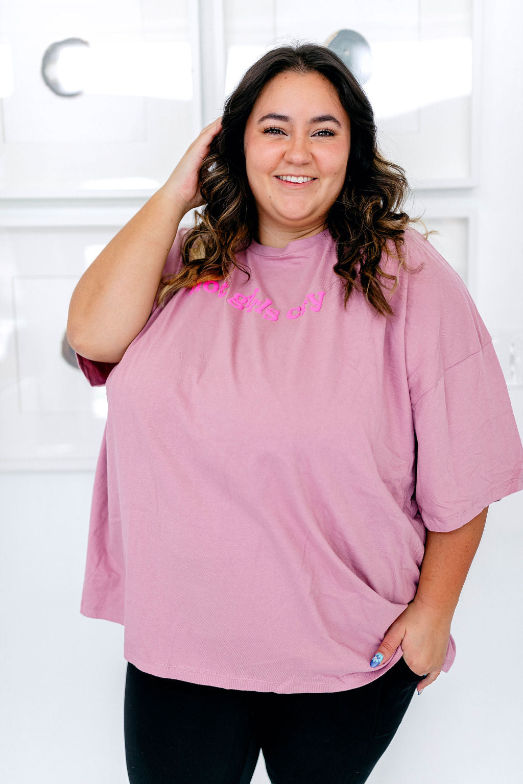TABY ORIGINAL: Hot Girls Cry Boxy Tee In ORCHID***