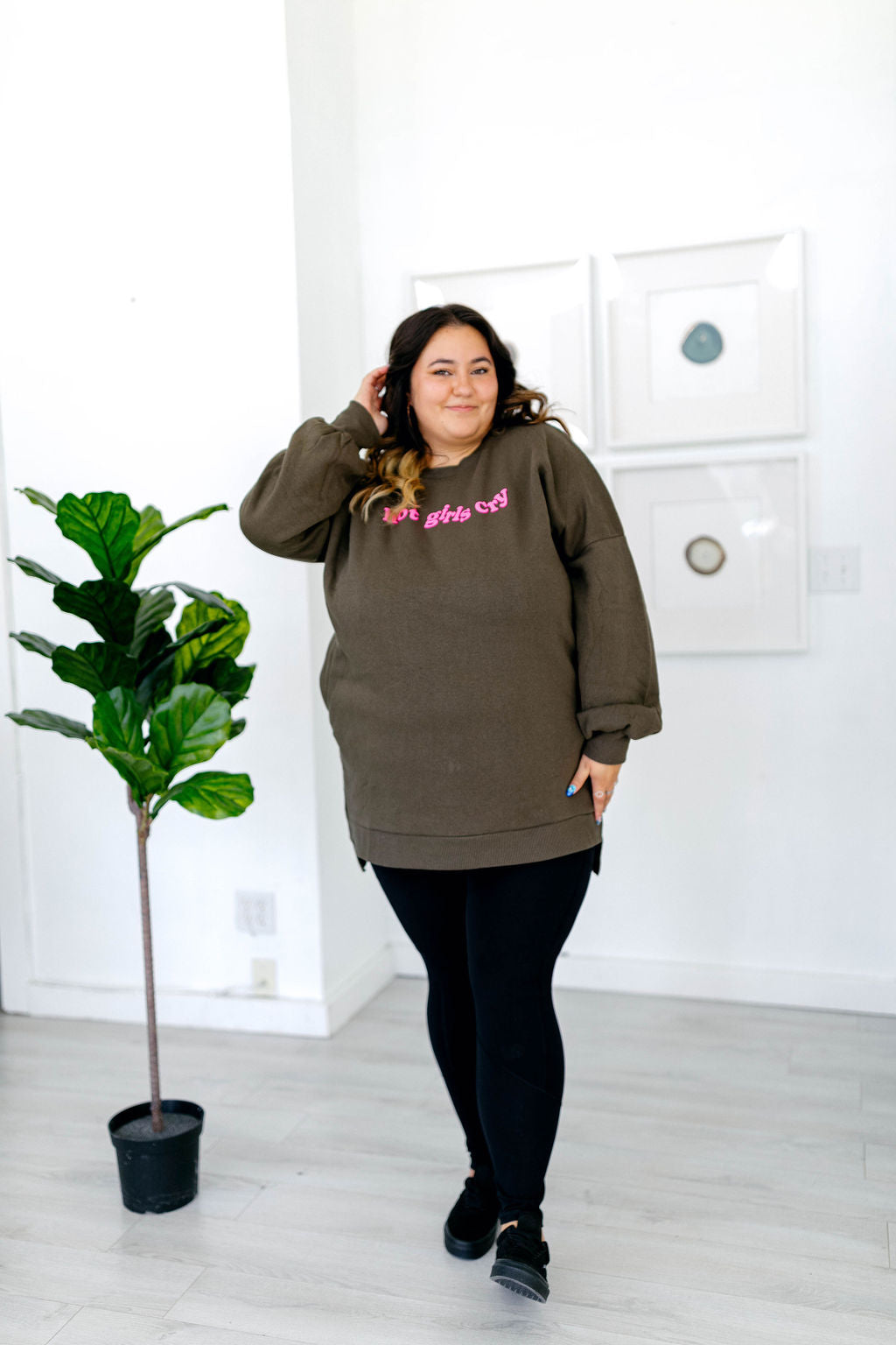 TABY ORIGINAL: Hot Girls Cry Longline Crewneck PUFF***