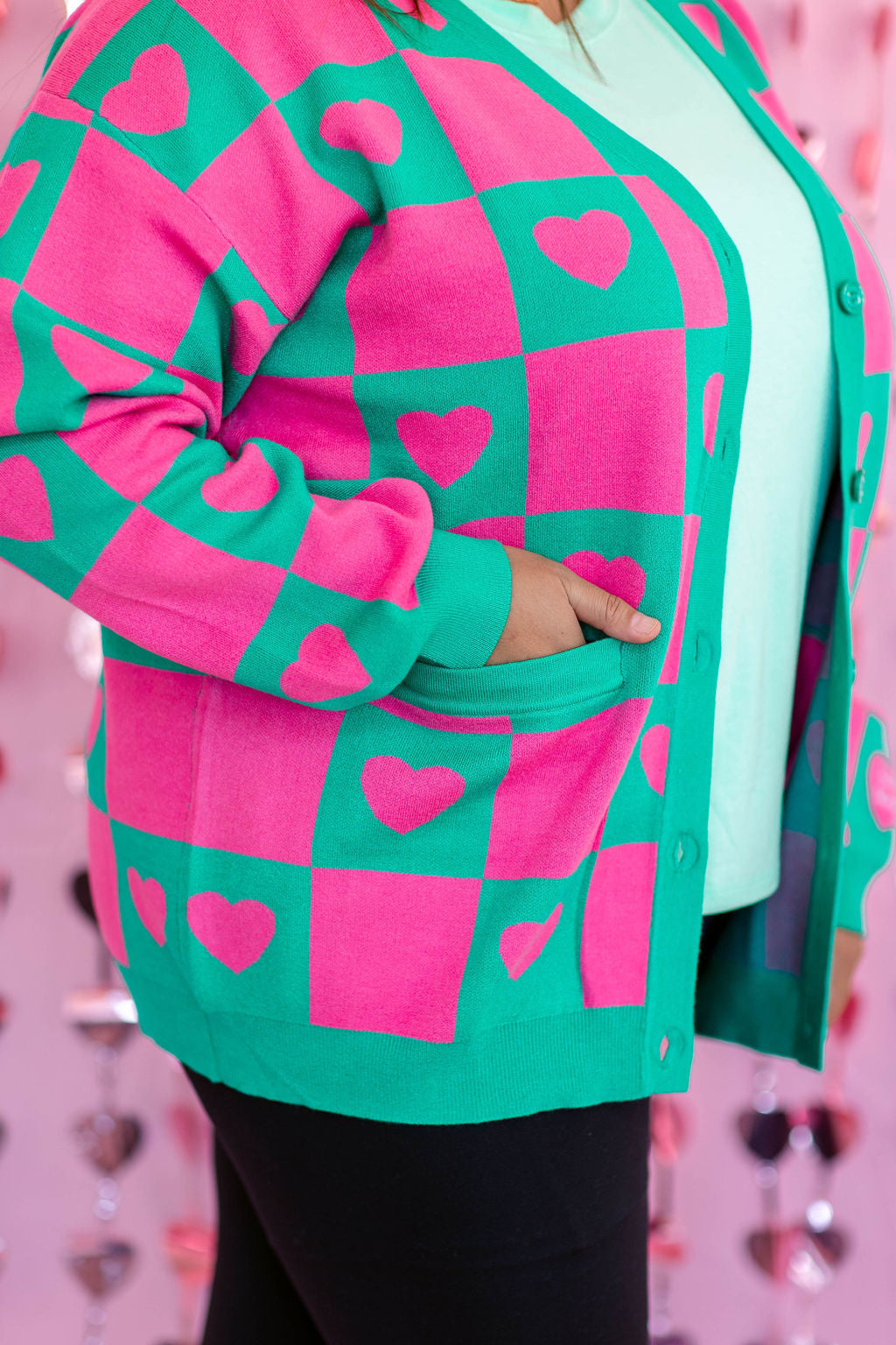 TABY ORIGINAL: Radical Self Love Cardigan In GREEN & PINK*** Sizes XS-5X!***