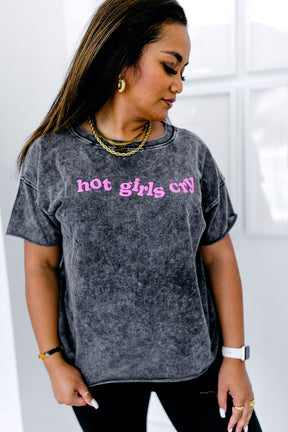 TABY ORIGINAL: Hot Girls Cry Everyday Tee In CHARCOAL*** PUFF***