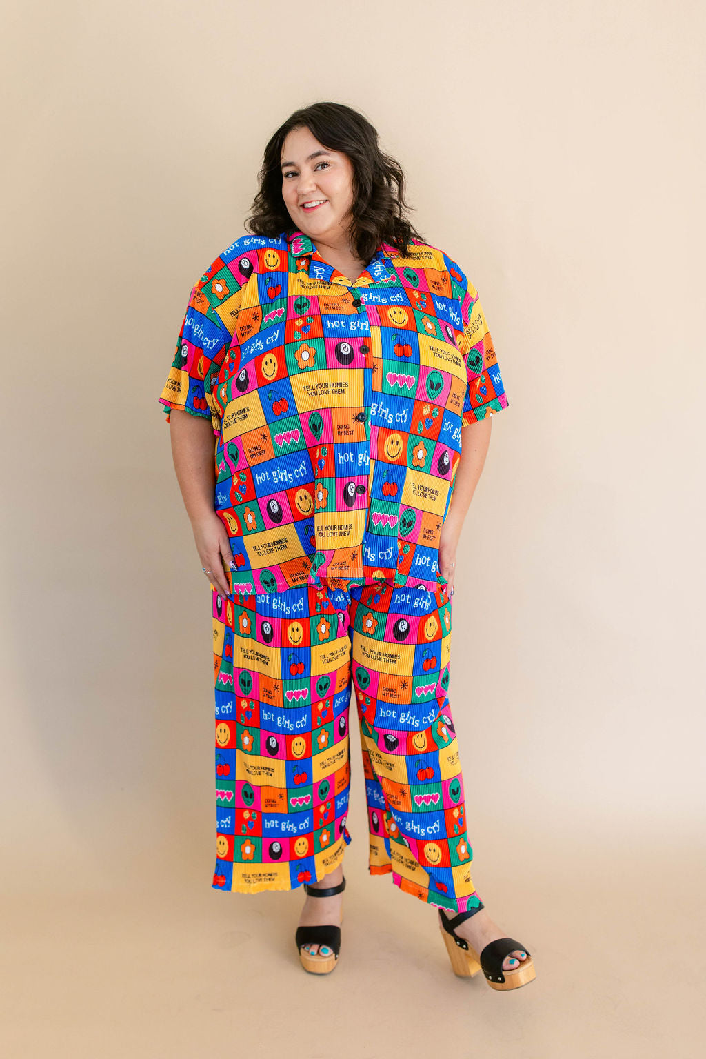 TABY ORIGINAL: Working On Myself Plisse Pant Set RESTOCKED IN SIZES XS-5X!***