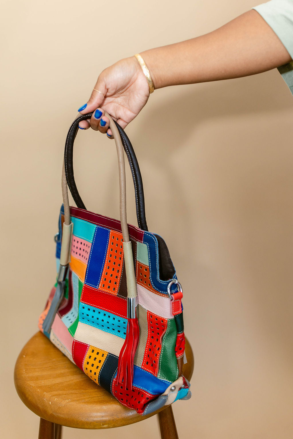 Patchwork Plaid Convertible Bag