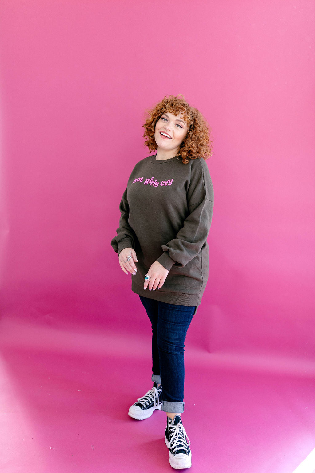 TABY ORIGINAL: Hot Girls Cry Longline Crewneck PUFF***